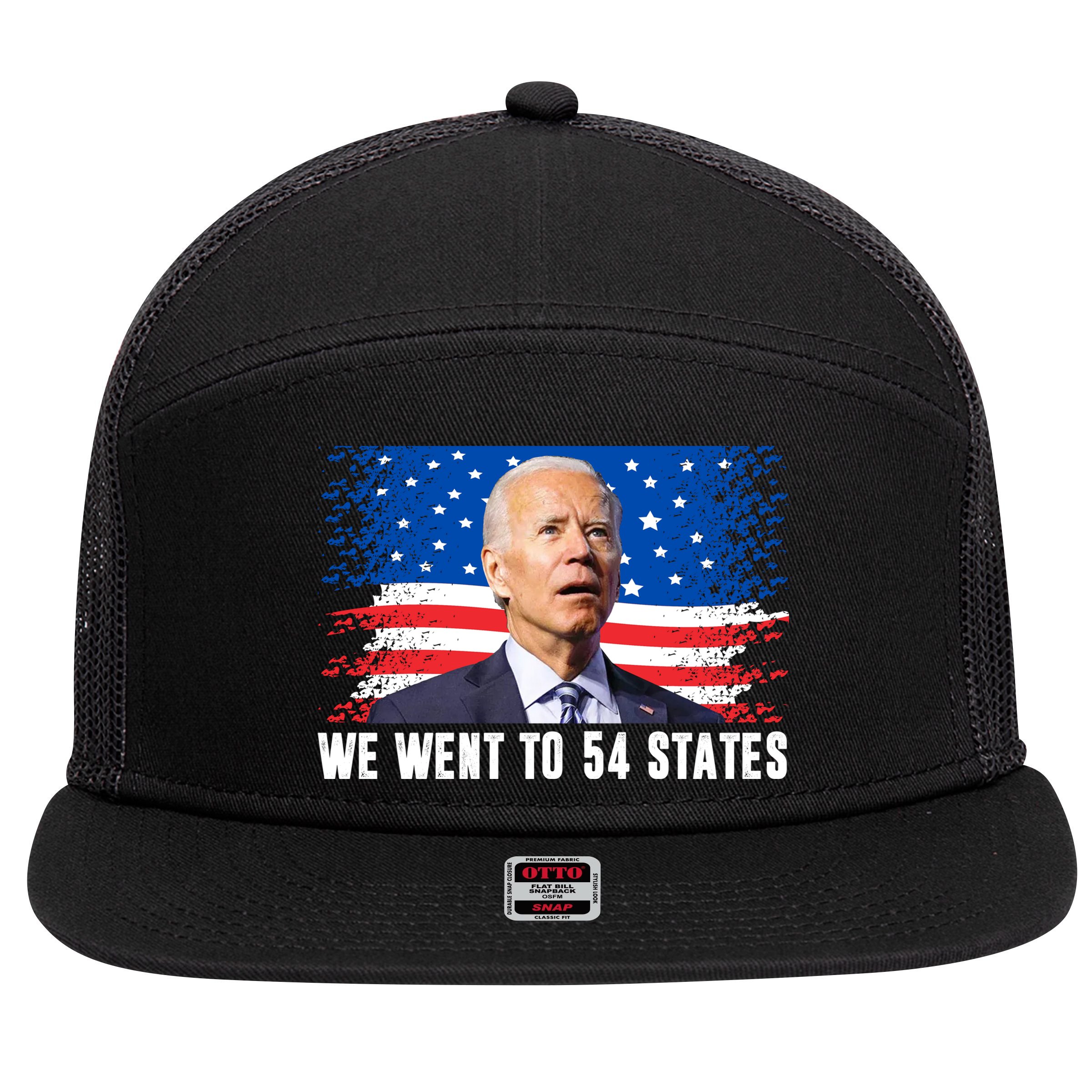 We Went To 54 States Confused Biden Funny 7 Panel Mesh Trucker Snapback Hat