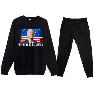 We Went To 54 States Confused Biden Funny Premium Crewneck Sweatsuit Set