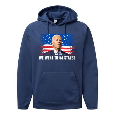 We Went To 54 States Confused Biden Funny Performance Fleece Hoodie