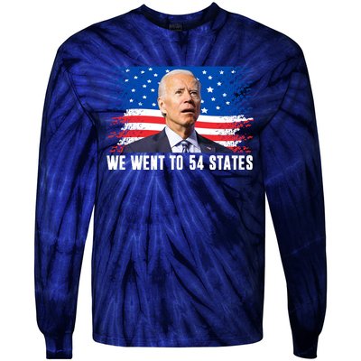 We Went To 54 States Confused Biden Funny Tie-Dye Long Sleeve Shirt