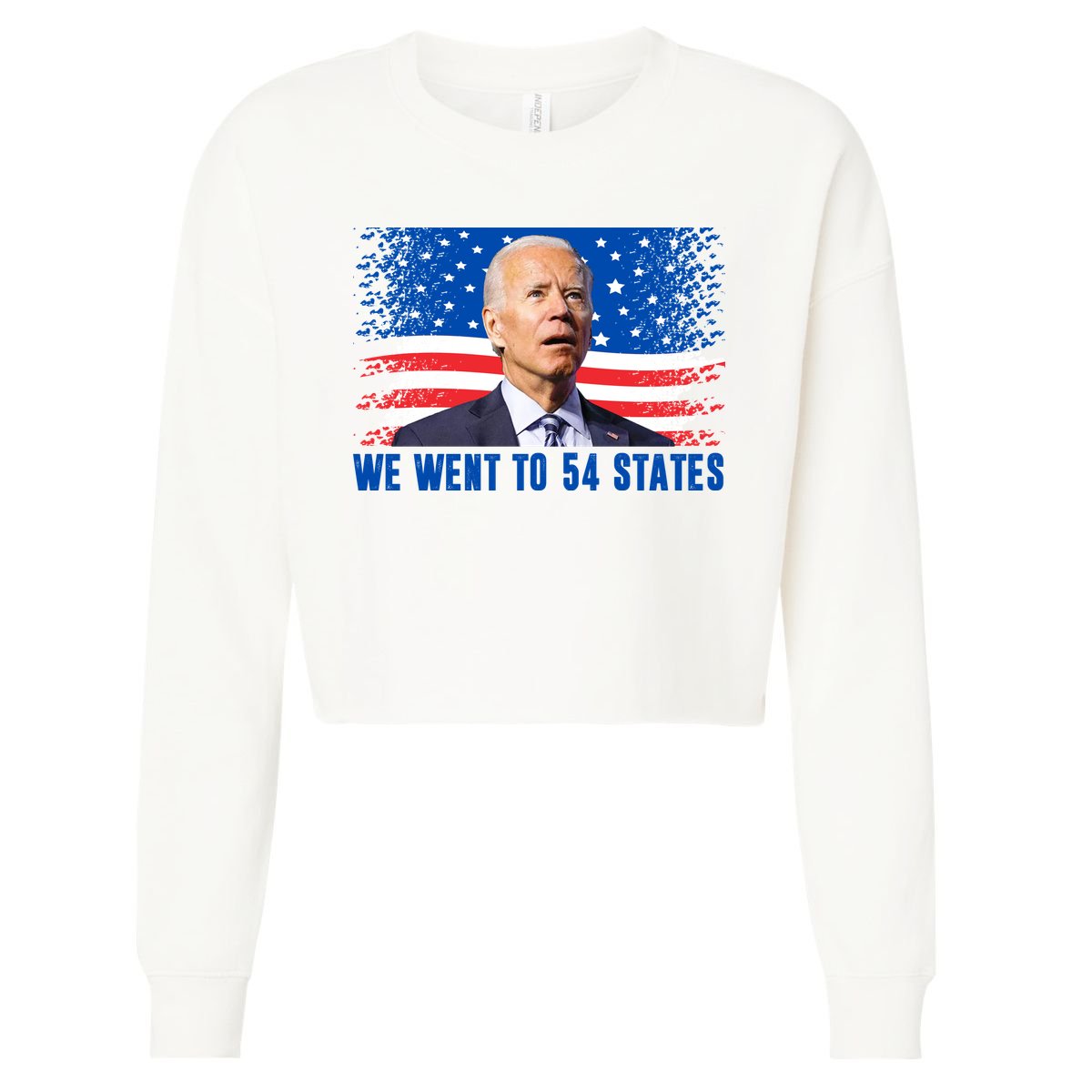 We Went To 54 States Confused Biden Funny Cropped Pullover Crew