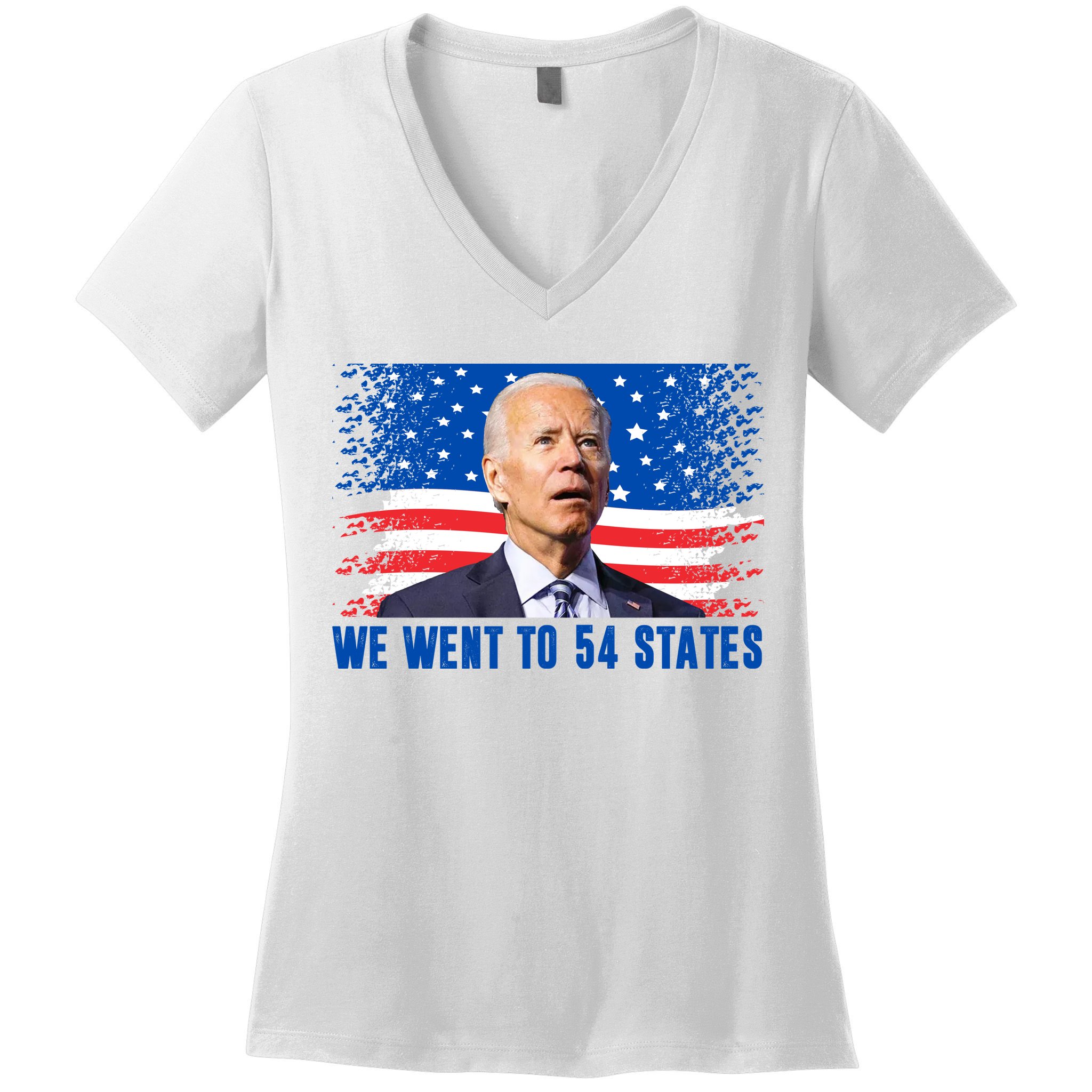 We Went To 54 States Confused Biden Funny Women's V-Neck T-Shirt