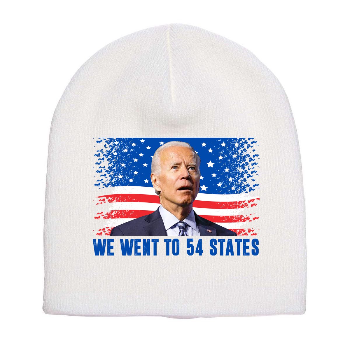 We Went To 54 States Confused Biden Funny Short Acrylic Beanie