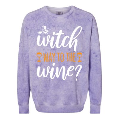 Witch Way To The Wine Halloween Funny Funny Gift Colorblast Crewneck Sweatshirt