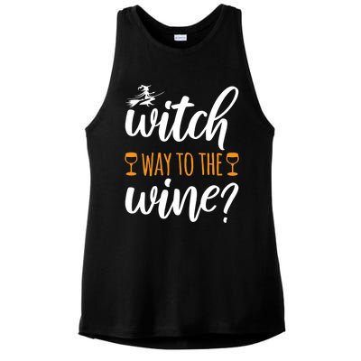 Witch Way To The Wine Halloween Funny Funny Gift Ladies PosiCharge Tri-Blend Wicking Tank