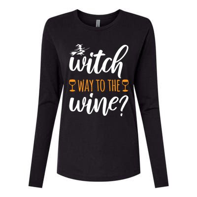 Witch Way To The Wine Halloween Funny Funny Gift Womens Cotton Relaxed Long Sleeve T-Shirt