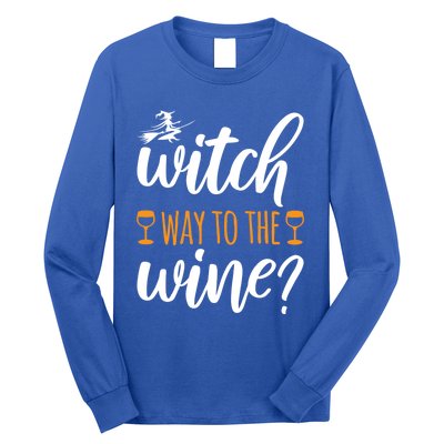 Witch Way To The Wine Halloween Funny Funny Gift Long Sleeve Shirt