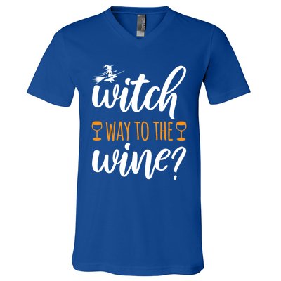 Witch Way To The Wine Halloween Funny Funny Gift V-Neck T-Shirt