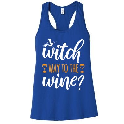 Witch Way To The Wine Halloween Funny Funny Gift Women's Racerback Tank