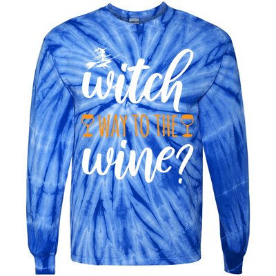 Witch Way To The Wine Halloween Funny Funny Gift Tie-Dye Long Sleeve Shirt