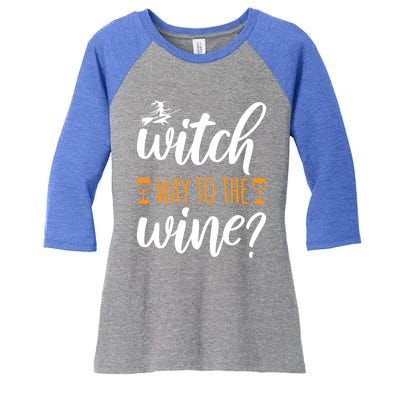 Witch Way To The Wine Halloween Funny Funny Gift Women's Tri-Blend 3/4-Sleeve Raglan Shirt