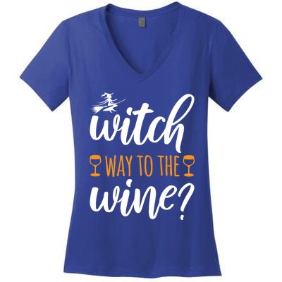 Witch Way To The Wine Halloween Funny Funny Gift Women's V-Neck T-Shirt