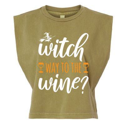 Witch Way To The Wine Halloween Funny Funny Gift Garment-Dyed Women's Muscle Tee