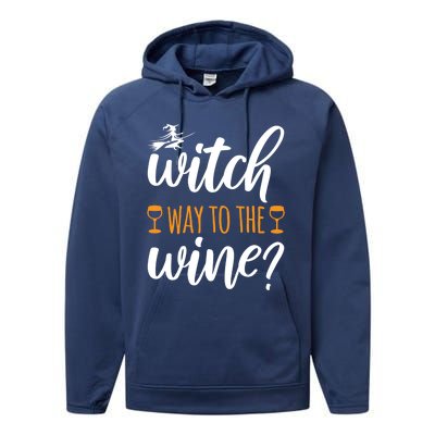 Witch Way To The Wine Halloween Funny Funny Gift Performance Fleece Hoodie