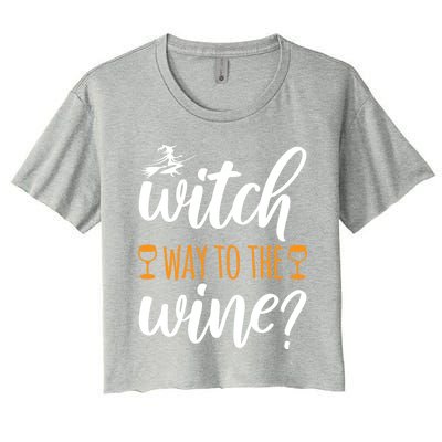 Witch Way To The Wine Halloween Funny Funny Gift Women's Crop Top Tee