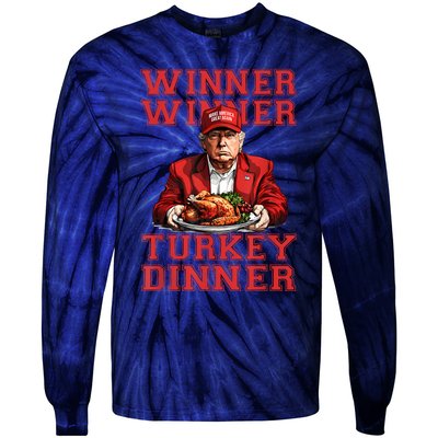 Winner Winner Turkey Dinner Humor Funny Trump Thanksgiving Tie-Dye Long Sleeve Shirt