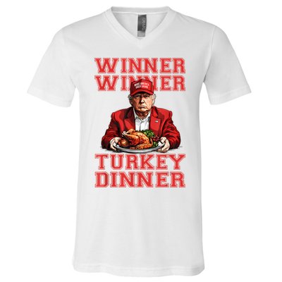 Winner Winner Turkey Dinner Humor Funny Trump Thanksgiving V-Neck T-Shirt