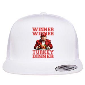 Winner Winner Turkey Dinner Humor Funny Trump Thanksgiving Flat Bill Trucker Hat