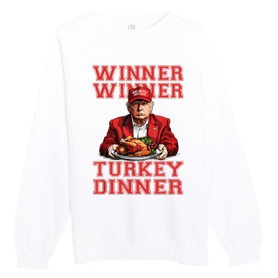 Winner Winner Turkey Dinner Humor Funny Trump Thanksgiving Premium Crewneck Sweatshirt