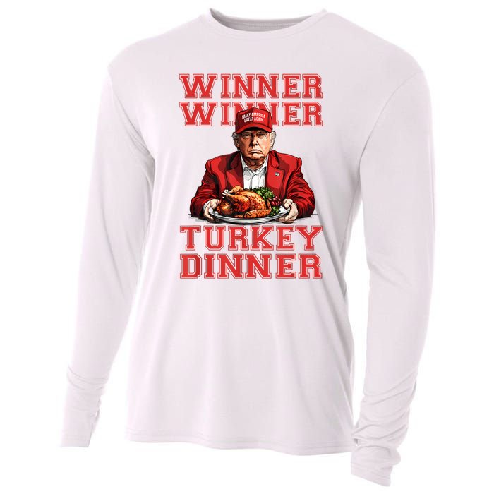 Winner Winner Turkey Dinner Humor Funny Trump Thanksgiving Cooling Performance Long Sleeve Crew