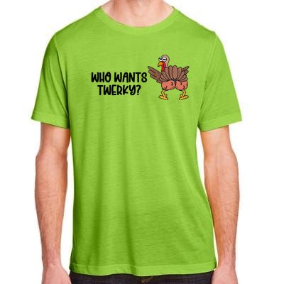 Who Wants Twerky Funny Thanksgiving Adult ChromaSoft Performance T-Shirt