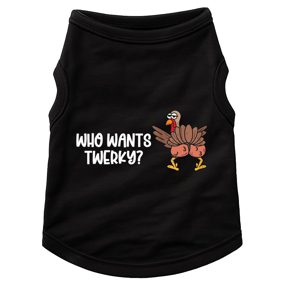 Who Wants Twerky Funny Thanksgiving Doggie Tank
