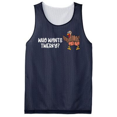 Who Wants Twerky Funny Thanksgiving Mesh Reversible Basketball Jersey Tank