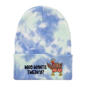 Who Wants Twerky Funny Thanksgiving Tie Dye 12in Knit Beanie