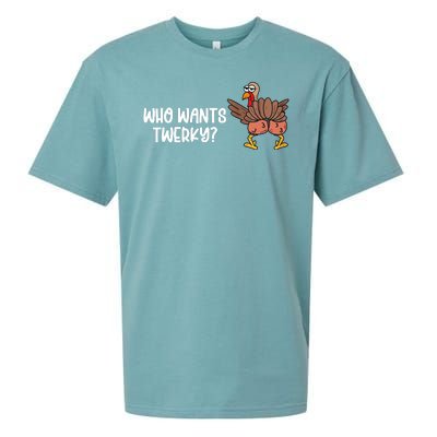 Who Wants Twerky Funny Thanksgiving Sueded Cloud Jersey T-Shirt