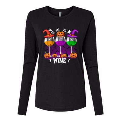 Witch Way To The Wine Halloween Funny Cute Gift Womens Cotton Relaxed Long Sleeve T-Shirt