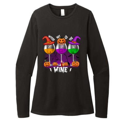 Witch Way To The Wine Halloween Funny Cute Gift Womens CVC Long Sleeve Shirt