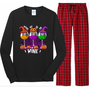 Witch Way To The Wine Halloween Funny Cute Gift Long Sleeve Pajama Set