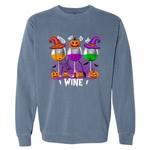 Witch Way To The Wine Halloween Funny Cute Gift Garment-Dyed Sweatshirt