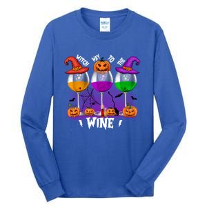 Witch Way To The Wine Halloween Funny Cute Gift Tall Long Sleeve T-Shirt