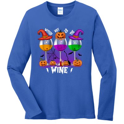 Witch Way To The Wine Halloween Funny Cute Gift Ladies Long Sleeve Shirt