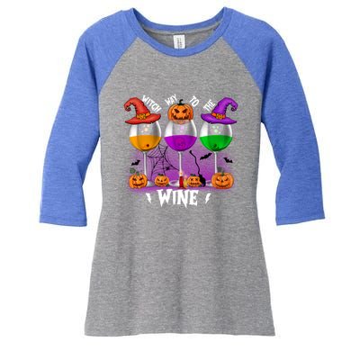 Witch Way To The Wine Halloween Funny Cute Gift Women's Tri-Blend 3/4-Sleeve Raglan Shirt