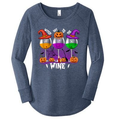 Witch Way To The Wine Halloween Funny Cute Gift Women's Perfect Tri Tunic Long Sleeve Shirt