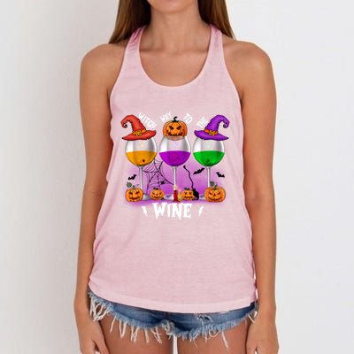 Witch Way To The Wine Halloween Funny Cute Gift Women's Knotted Racerback Tank