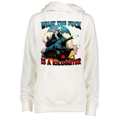 WTF What The Fuck Is A Kilometer George Washington Funny Womens Funnel Neck Pullover Hood