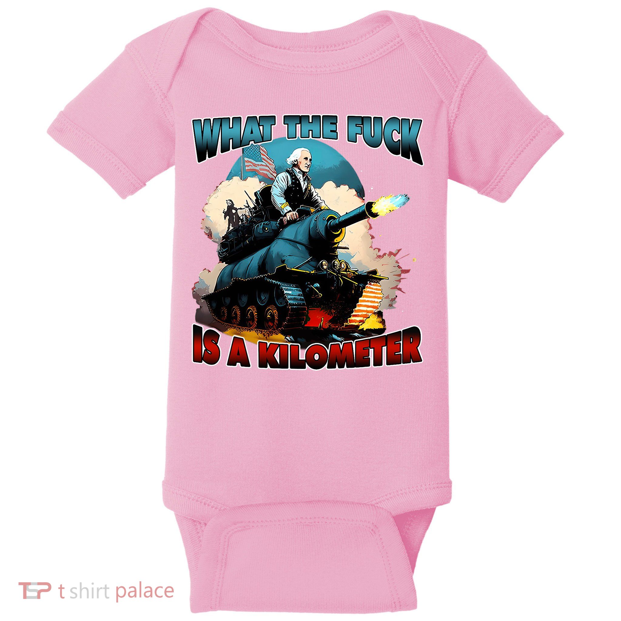 WTF What The Fuck Is A Kilometer George Washington Funny Baby Bodysuit