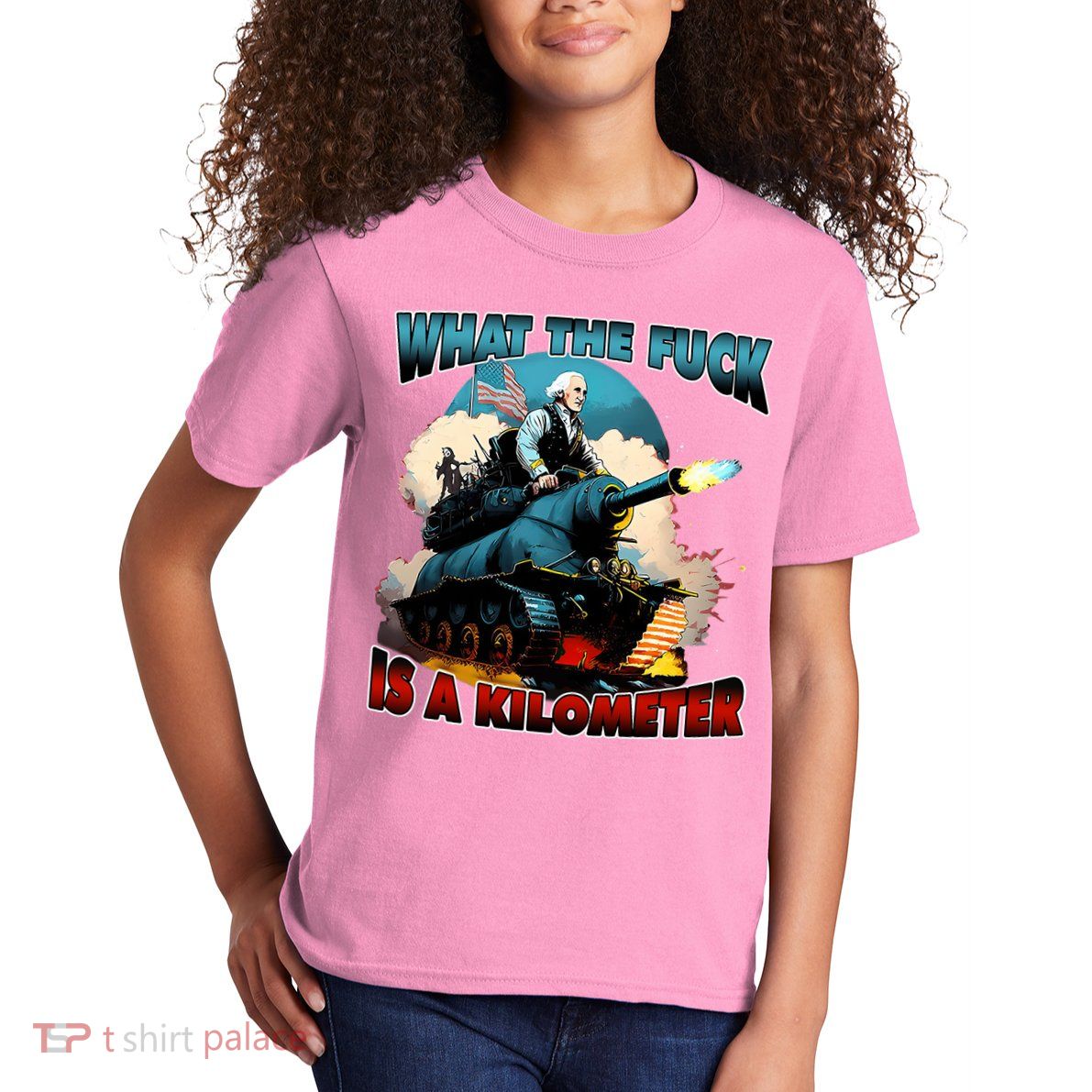 WTF What The Fuck Is A Kilometer George Washington Funny Kids T-Shirt