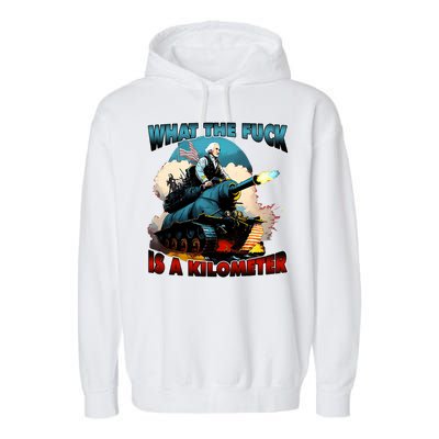WTF What The Fuck Is A Kilometer George Washington Funny Garment-Dyed Fleece Hoodie