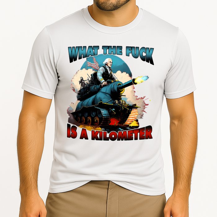 WTF What The Fuck Is A Kilometer George Washington Funny Cooling Performance Crew T-Shirt