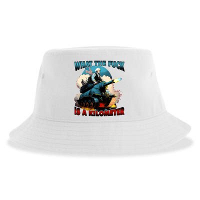 WTF What The Fuck Is A Kilometer George Washington Funny Sustainable Bucket Hat