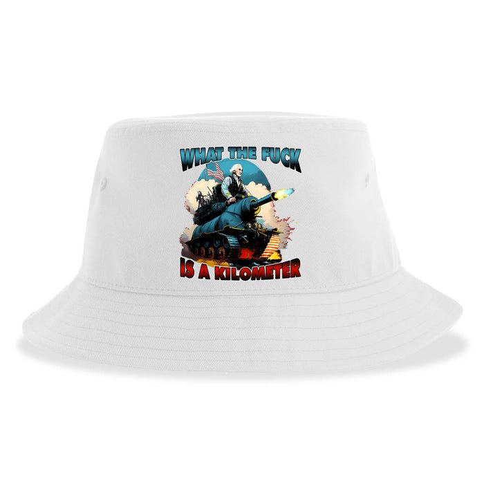 WTF What The Fuck Is A Kilometer George Washington Funny Sustainable Bucket Hat