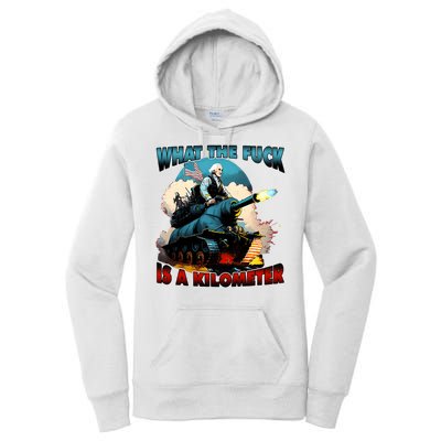 WTF What The Fuck Is A Kilometer George Washington Funny Women's Pullover Hoodie