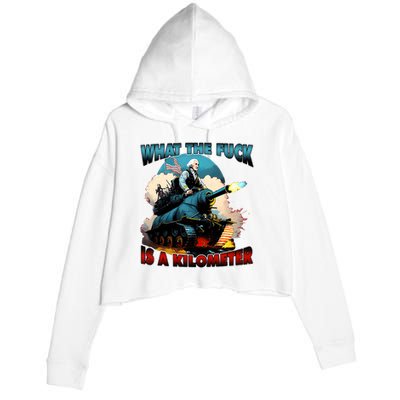 WTF What The Fuck Is A Kilometer George Washington Funny Crop Fleece Hoodie