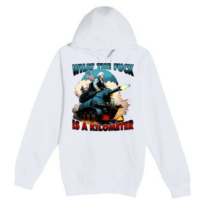 WTF What The Fuck Is A Kilometer George Washington Funny Premium Pullover Hoodie