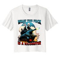 WTF What The Fuck Is A Kilometer George Washington Funny Women's Crop Top Tee