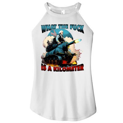 WTF What The Fuck Is A Kilometer George Washington Funny Women's Perfect Tri Rocker Tank